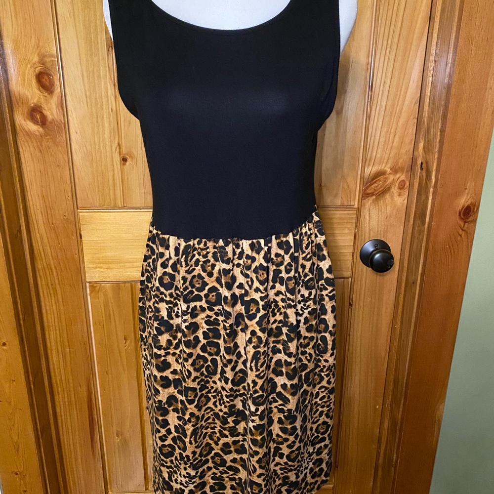 Black Leopard Sun Dress with Pockets